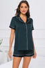 Printed Button Up Short Sleeve Top and Shorts Lounge Set - Jess Deals