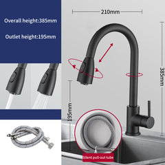 Stainless Steel Pull Type Faucet Double Outlet Cold and Hot Water Dish Washing Basin Sink Retractable Pull Faucet