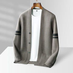 Men's Fall Winter Fashion V-neck Casual Wool Knitted Sweater Coat - Jess Deals