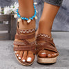 PU Leather Crisscross Wedge Sandals - Jess Deals