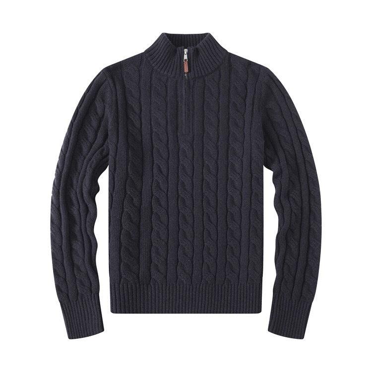 Men's Half-height Zip Twist Knit Sweater - Jess Deals