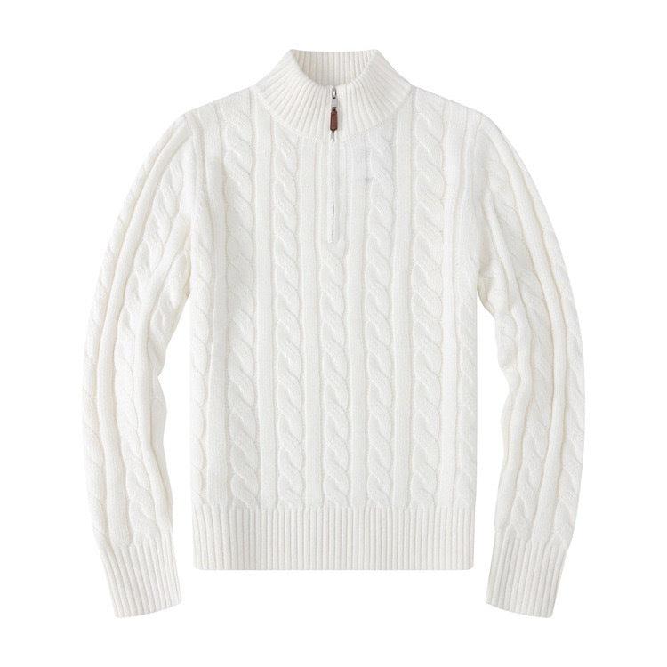 Men's Half-height Zip Twist Knit Sweater - Jess Deals