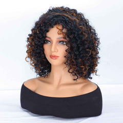 Europe And The United States Hot-selling Popular Wig African Small Roll Women's Short Curly Hair Gradient Chemical Fiber High Temperature Silk Headgear