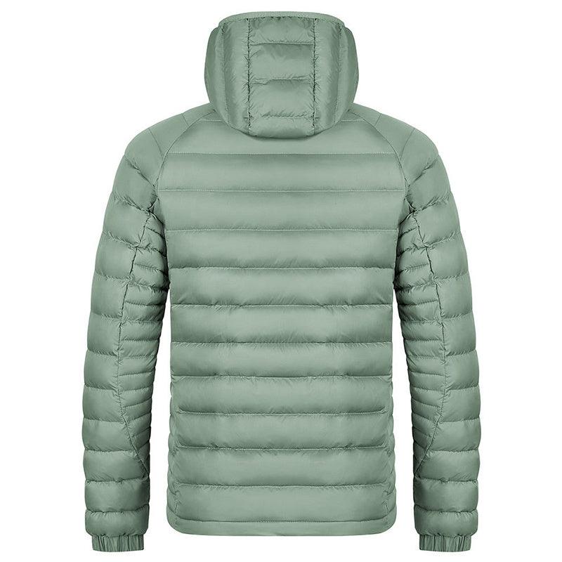 Winter Lightweight Hooded Coat With Pockets Fashion Warm Portable Zipper Jacket For Men Clothing Solid Color Outerwear Tops - Jess Deals