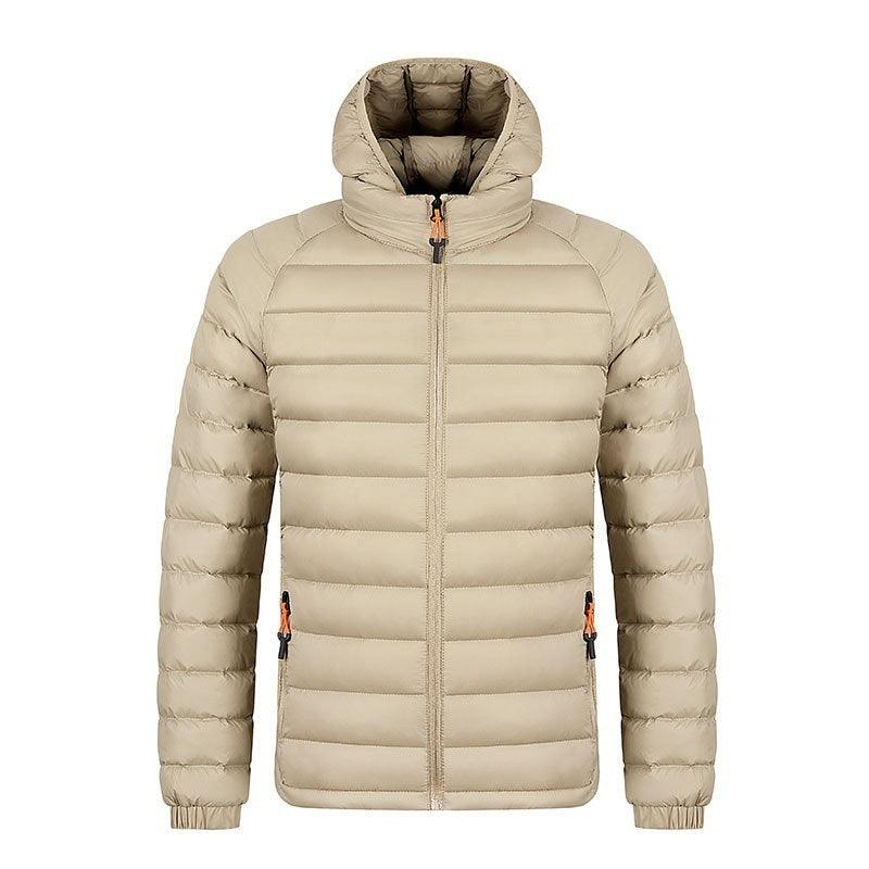 Winter Lightweight Hooded Coat With Pockets Fashion Warm Portable Zipper Jacket For Men Clothing Solid Color Outerwear Tops - Jess Deals