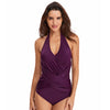 Backless Bellow European And American Swimsuit Solid Color Cross-neck One-piece Swimsuit
