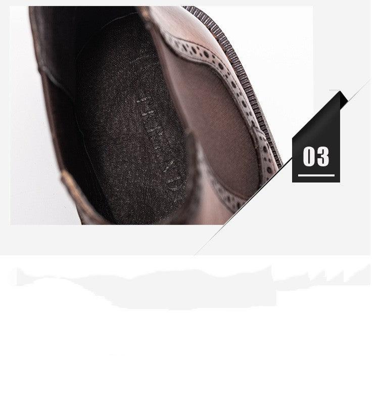 New Chelsea Boots Brogue Carved Leather Shoes For Men - Jess Deals