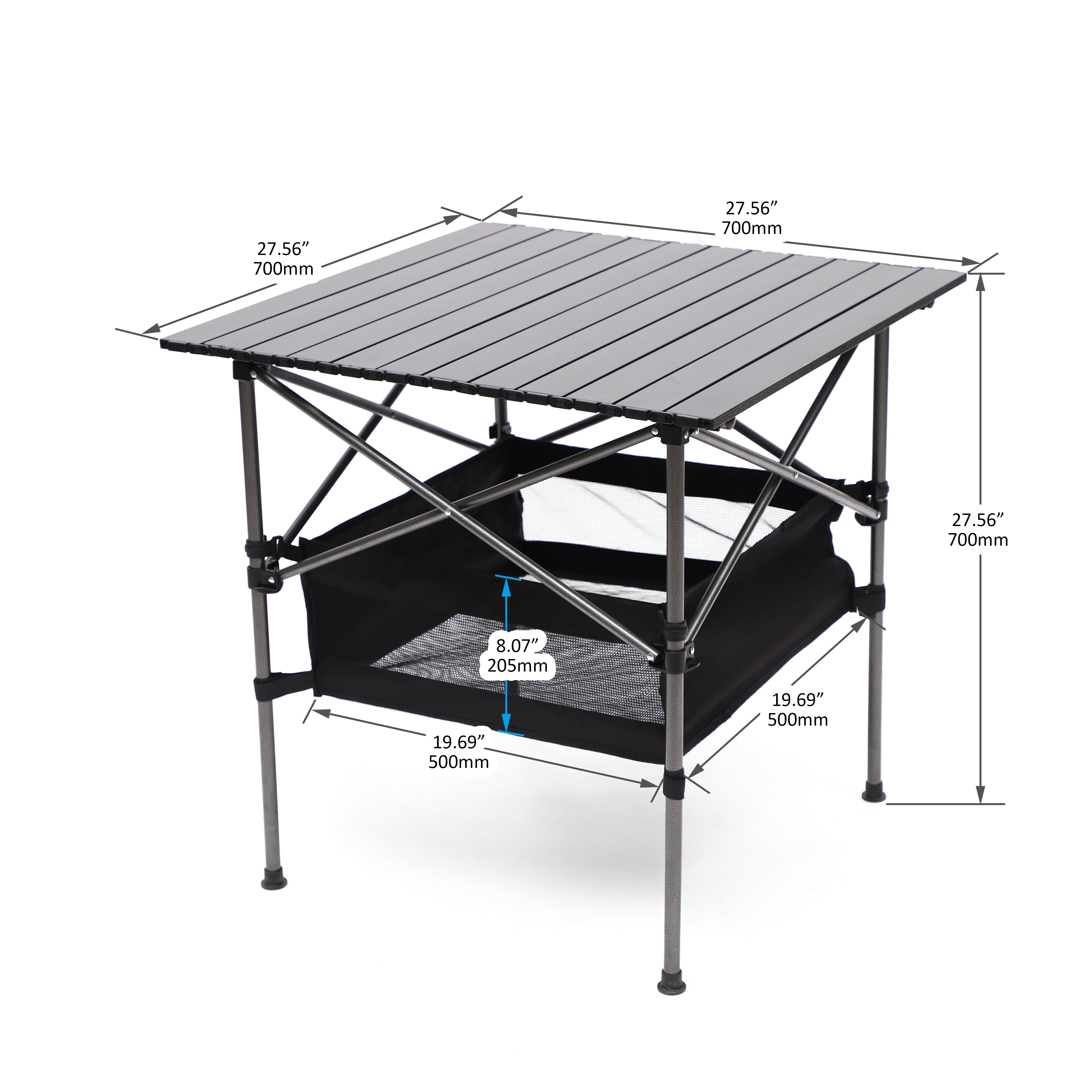 Set of 5 Outdoor Camping Foldable Chair and Roll up Portable Table- Black+Green