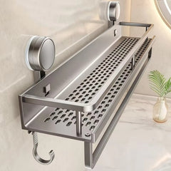 Suction Cup Bathroom Rack Toilet Space Aluminum No Drill Hanging Organizer Rack