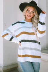 Striped Popcorn Knit Sweater - Jess Deals