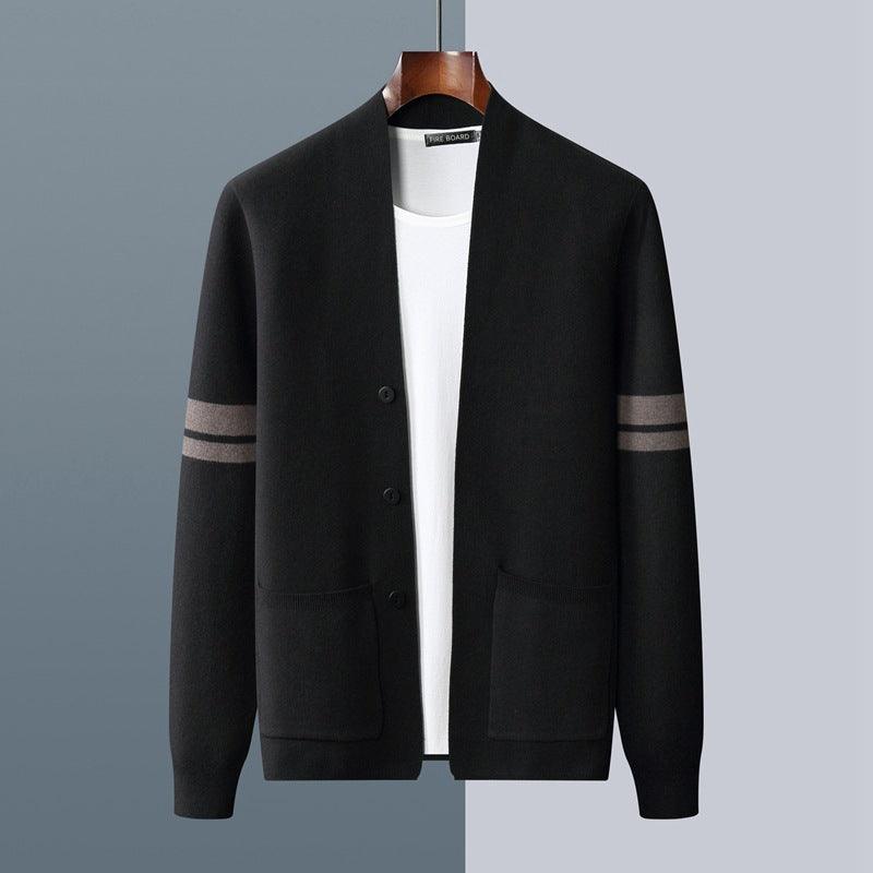 Men's Fall Winter Fashion V-neck Casual Wool Knitted Sweater Coat - Jess Deals