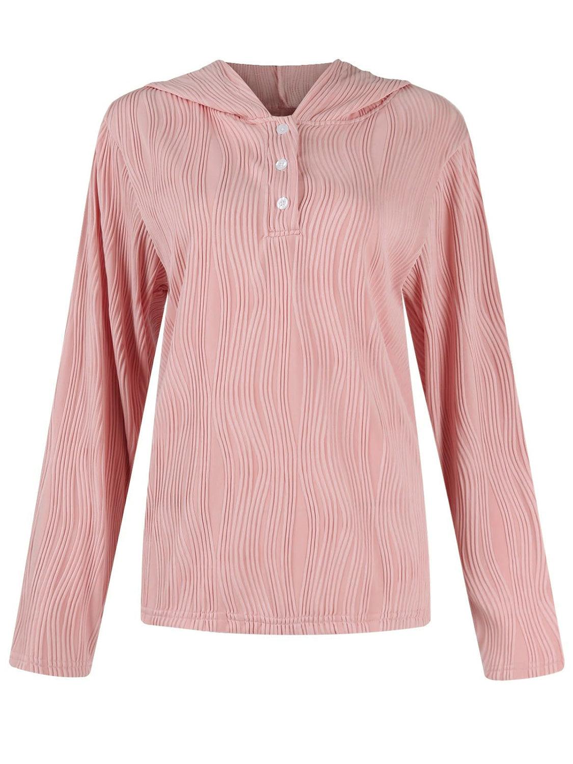 Textured Long Sleeve Hoodie - Jess Deals