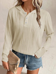 Textured Long Sleeve Hoodie - Jess Deals