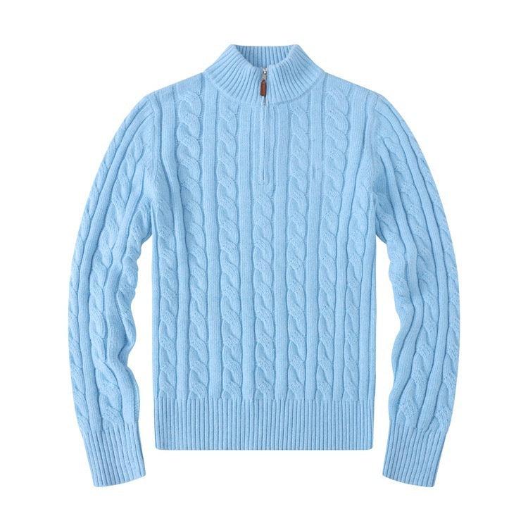Men's Half-height Zip Twist Knit Sweater - Jess Deals