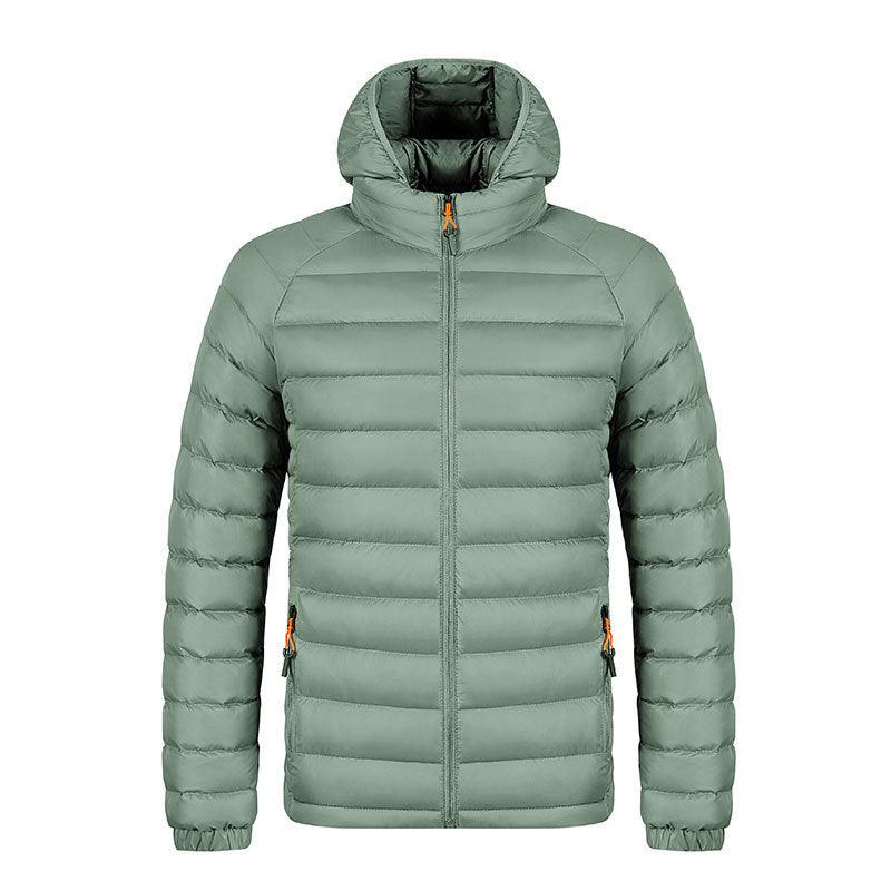 Winter Lightweight Hooded Coat With Pockets Fashion Warm Portable Zipper Jacket For Men Clothing Solid Color Outerwear Tops - Jess Deals