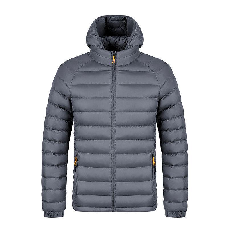 Winter Lightweight Hooded Coat With Pockets Fashion Warm Portable Zipper Jacket For Men Clothing Solid Color Outerwear Tops - Jess Deals