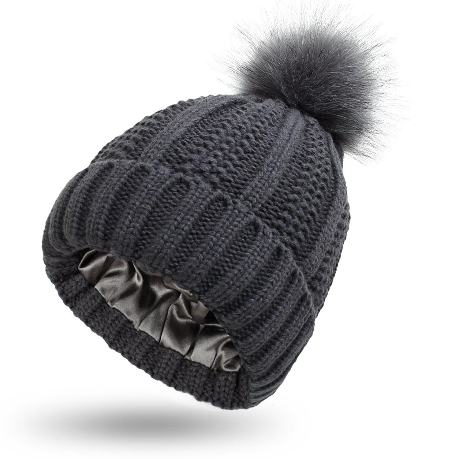 Fashion Stretchy Satin Lined Skull Knit Beanie - Jess Deals