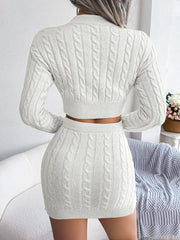 Casual Twist Cropped Sweater Package Hip Skirt Set - Jess Deals