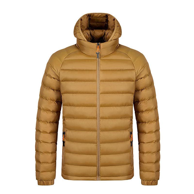 Winter Lightweight Hooded Coat With Pockets Fashion Warm Portable Zipper Jacket For Men Clothing Solid Color Outerwear Tops - Jess Deals