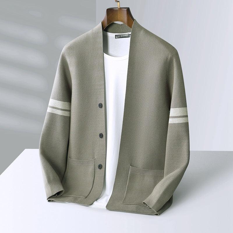 Men's Fall Winter Fashion V-neck Casual Wool Knitted Sweater Coat - Jess Deals