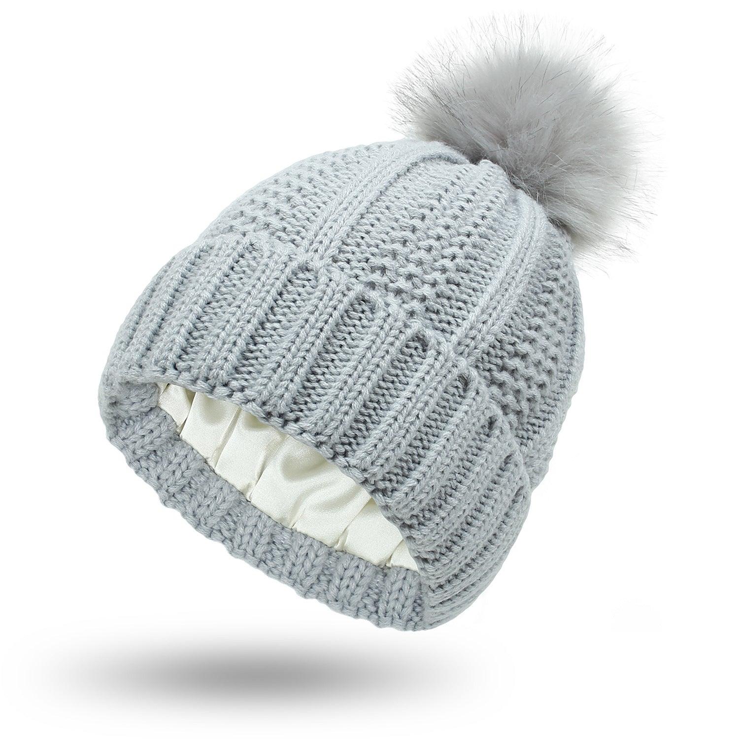 Fashion Stretchy Satin Lined Skull Knit Beanie - Jess Deals