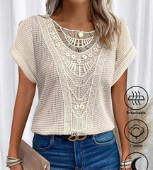 Summer Hollow Out Short-sleeved T-shirt Women's Clothing - Jess Deals