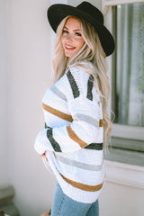 Striped Popcorn Knit Sweater - Jess Deals