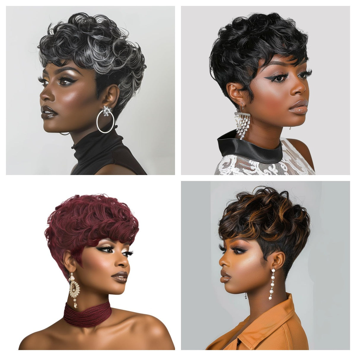 Multi-color Short Curly Wig