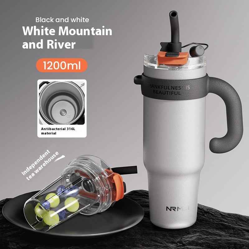Big Mac Thermos Large Capacity Water Cup Stainless Steel Car Office Tea Straw Kettle Ice Mug Men