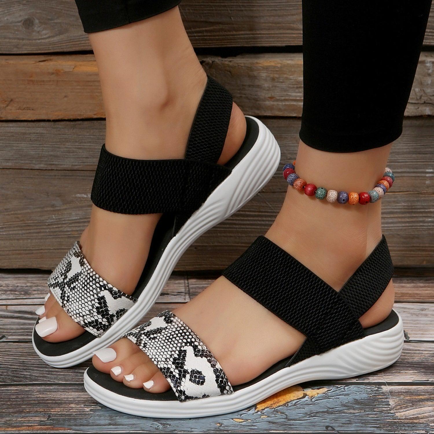PU Leather Open Toe Low Heel Sandals - Jess Deals