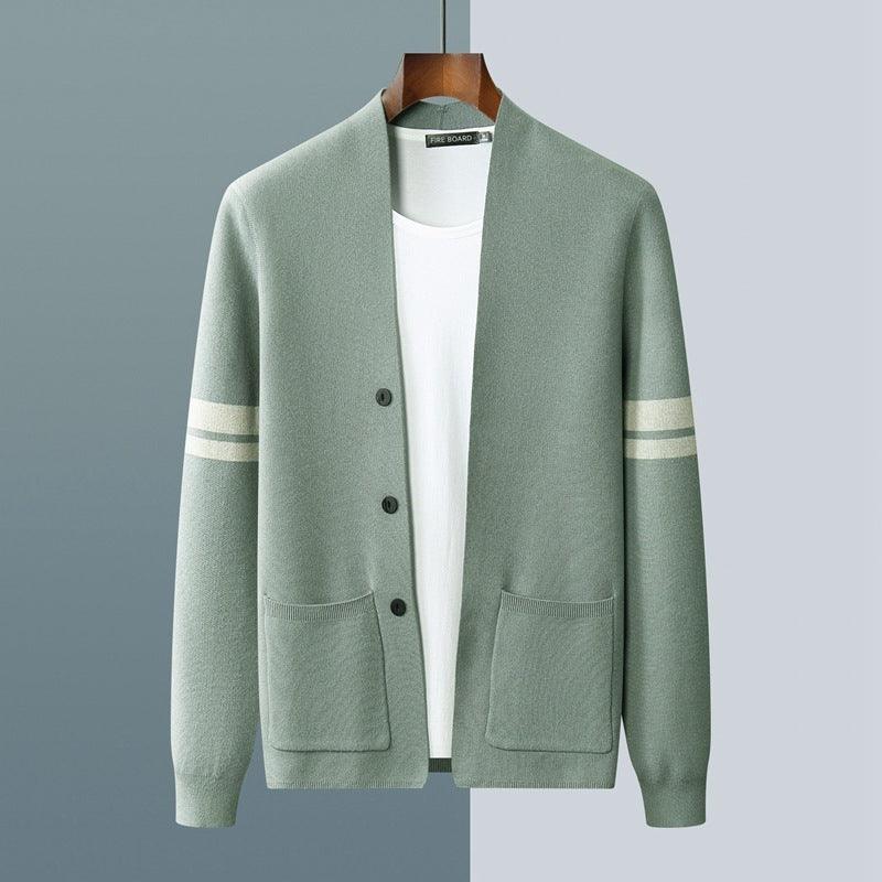 Men's Fall Winter Fashion V-neck Casual Wool Knitted Sweater Coat - Jess Deals