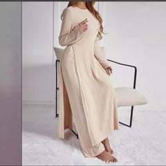 Knitted Striped Two-piece Set Dress
