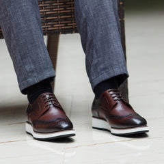 Casual Pointed Toe Derby Shoes Woven Low-top Men's Leather Shoes - Jess Deals