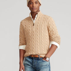 Men's Half-height Zip Twist Knit Sweater - Jess Deals