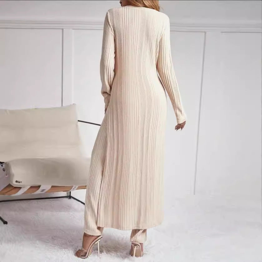 Knitted Striped Two-piece Set Dress