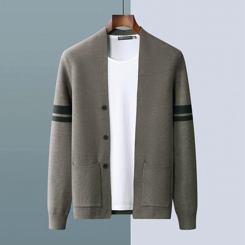 Men's Fall Winter Fashion V-neck Casual Wool Knitted Sweater Coat - Jess Deals
