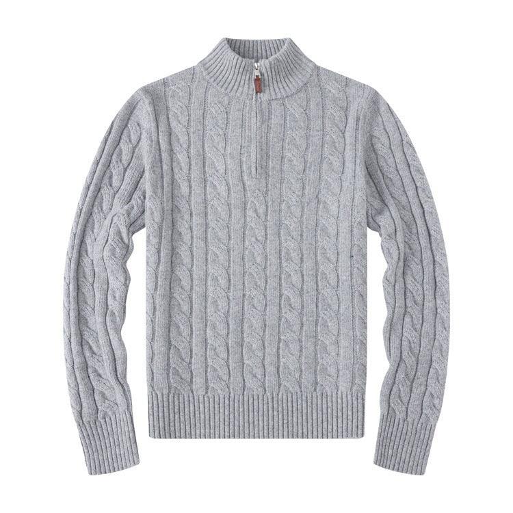 Men's Half-height Zip Twist Knit Sweater - Jess Deals