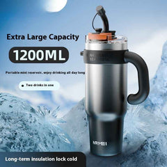 Big Mac Thermos Large Capacity Water Cup Stainless Steel Car Office Tea Straw Kettle Ice Mug Men
