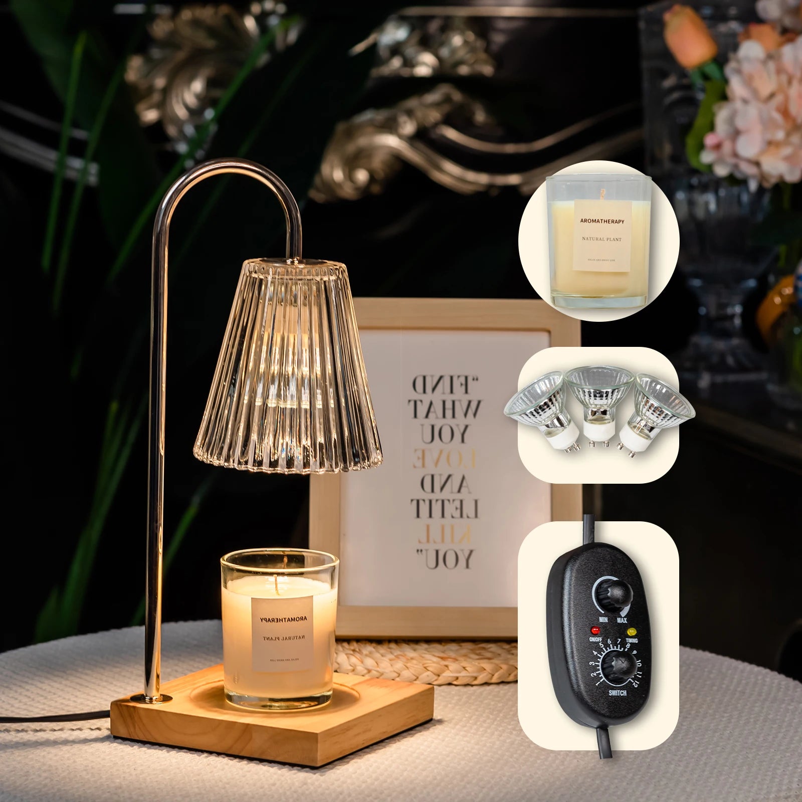 Candle Lamp Warmer With Timer Dimmer