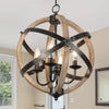 Farmhouse Chandelier Light Fixtures 4-Light Dining Room Light Fixtures Height Adjustable Rustic Wood Light - Jess Deals