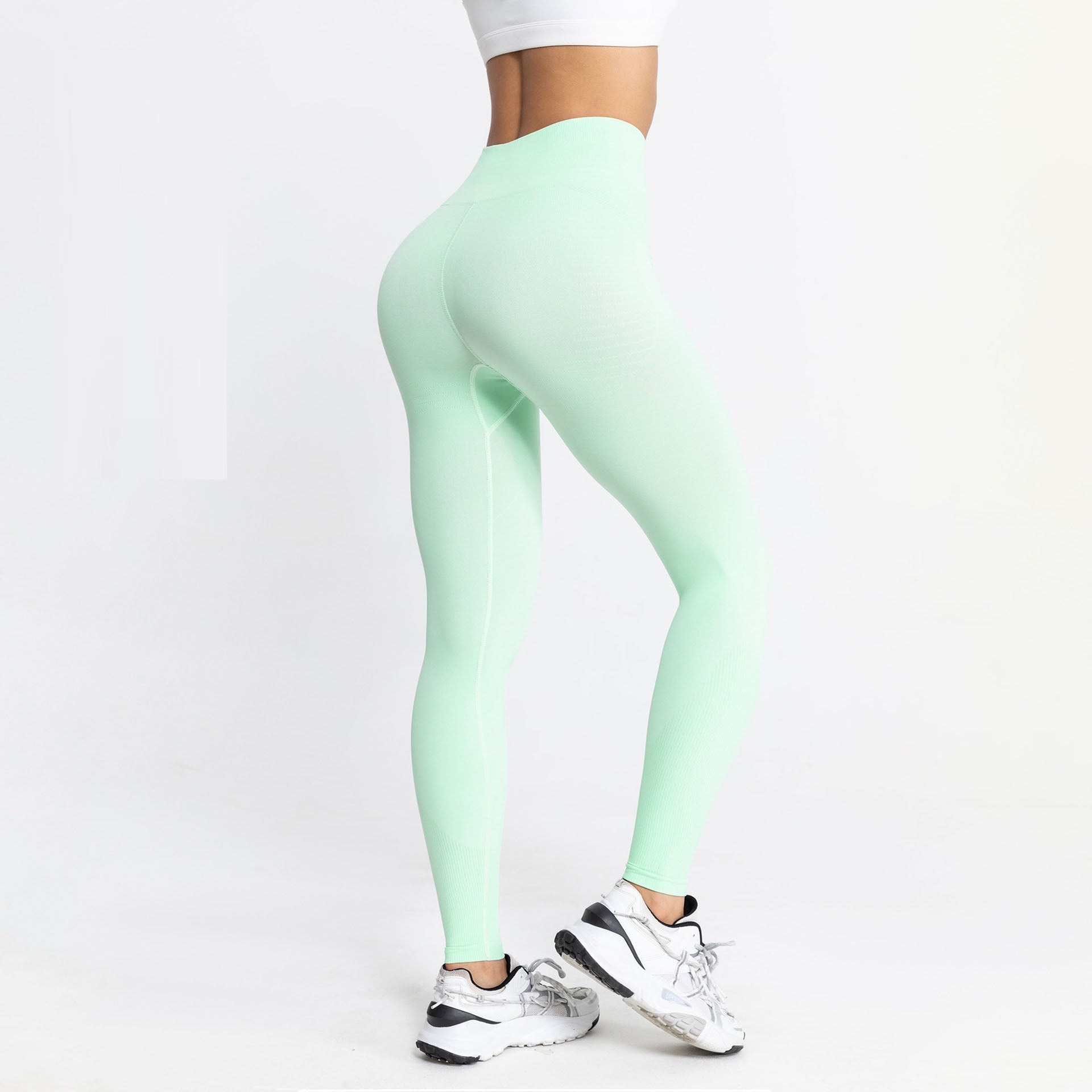 Nylon seamless knitted sexy slim fit lifting buttocks sweat absorbing solid color yoga pants