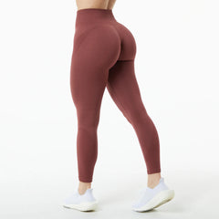 Nylon seamless knitted sexy slim fit lifting buttocks sweat absorbing solid color yoga pants