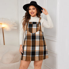 Plaid Sleeveless Wide Straps Casual Dress