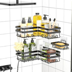 Corner Shower Caddy, 3 Pack Adhesive Bathroom Accessories with Soap Holder, Storage Stainless Shower Organizer Shelf with Hooks - Jess Deals