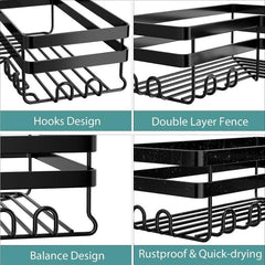 Corner Shower Caddy, 3 Pack Adhesive Bathroom Accessories with Soap Holder, Storage Stainless Shower Organizer Shelf with Hooks - Jess Deals