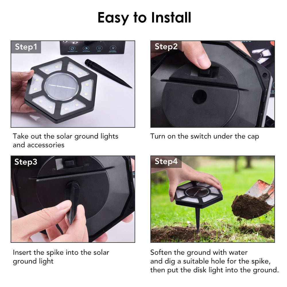 4pcs Waterproof Underground Lamp 12LED Courtyard Decoration Stainless Steel Floor Lamp Outdoor Landscape Villa Street Light