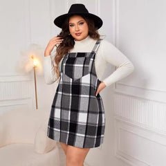 Plaid Sleeveless Wide Straps Casual Dress