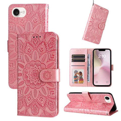 Embossed Sunflower Leather Phone Case, For iPhone 16e, For iPhone 16 Pro Max, For iPhone 16 Pro, For iPhone 16 Plus