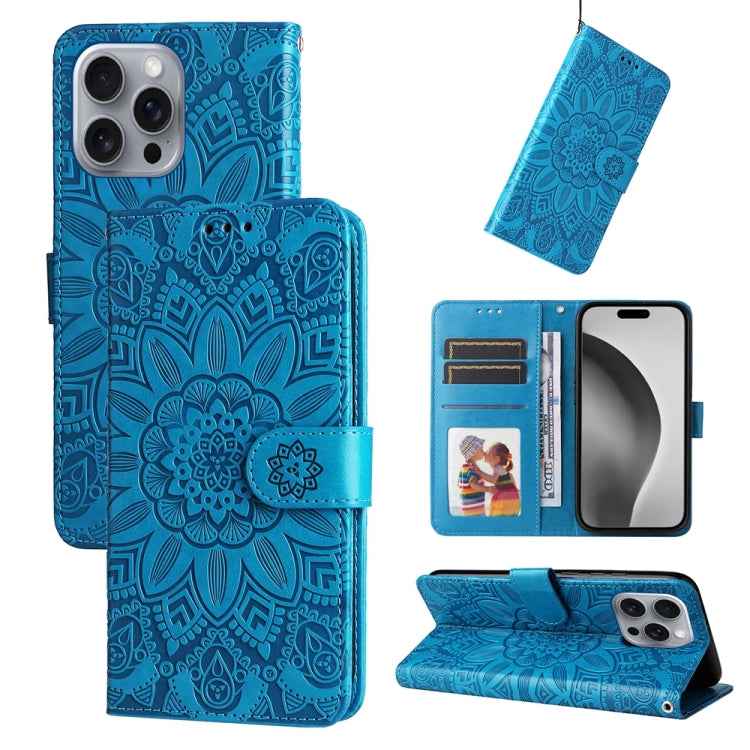 Embossed Sunflower Leather Phone Case, For iPhone 16e, For iPhone 16 Pro Max, For iPhone 16 Pro, For iPhone 16 Plus