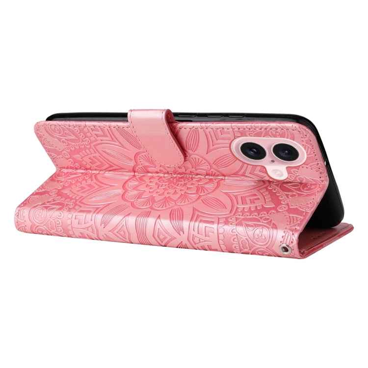 Embossed Sunflower Leather Phone Case, For iPhone 16, For iPhone 15 Pro Max, For iPhone 15 Pro, For iPhone 15 Plus